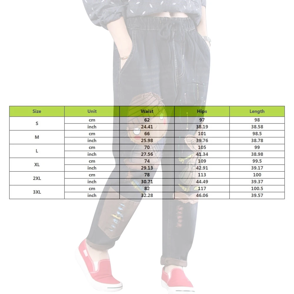 Moterų Mados Prekės ženklo Korėja Stilius Derliaus Skylę Mergina Siuvinėjimo Kulkšnies ilgis Džinsinio Džinsus Moterų Atsitiktinis Palaidų Haremo Kelnes Kelnės