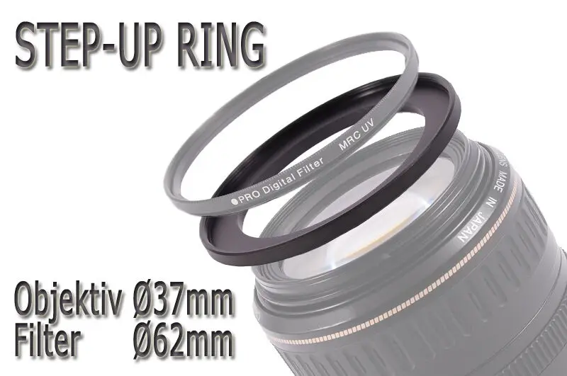 37mm, kad 62mm 37-62 Žengia Step Up Filter Ring Adapter 37-62mm 37mm-62mm