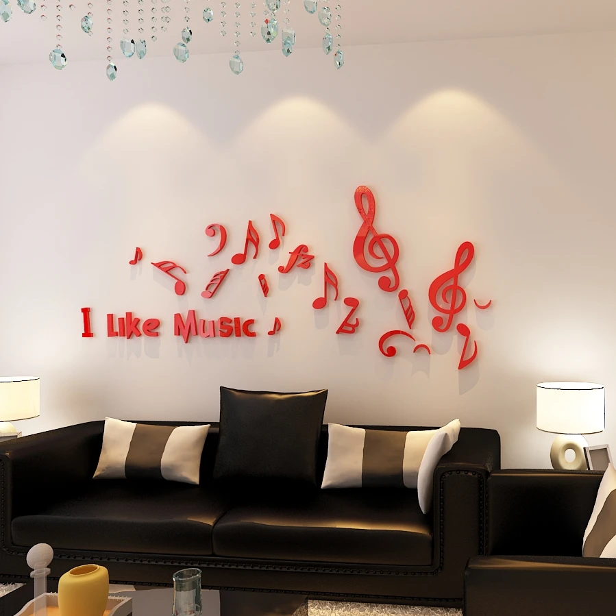Meno 3D Sienų Lipdukai Mokyklos Muzikos Kambarys Childerns Kambario Dekoracijos, Sienų Lipdukai Namų Dekoro Muzikos Pastaba Lipdukai Lipdukas Juodas Raudonas