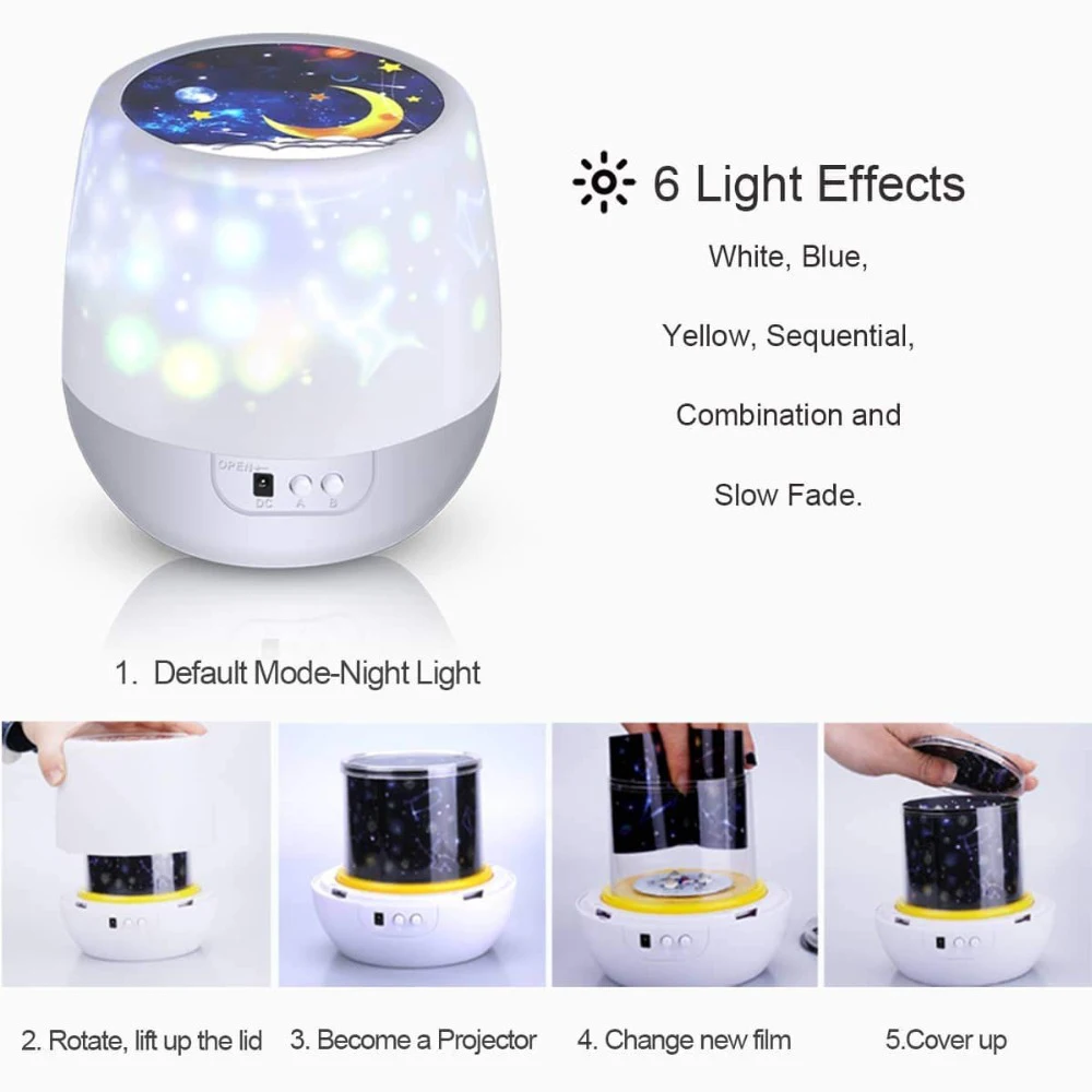 LED Star Žvaigždėtą Galaxy Projektorius Kūdikis Naktį Šviesos Moom Lempos Miegamojo Puošimas Sukasi USB Planetų, Dangaus Projektorius Naktį Lemputė Dovanų