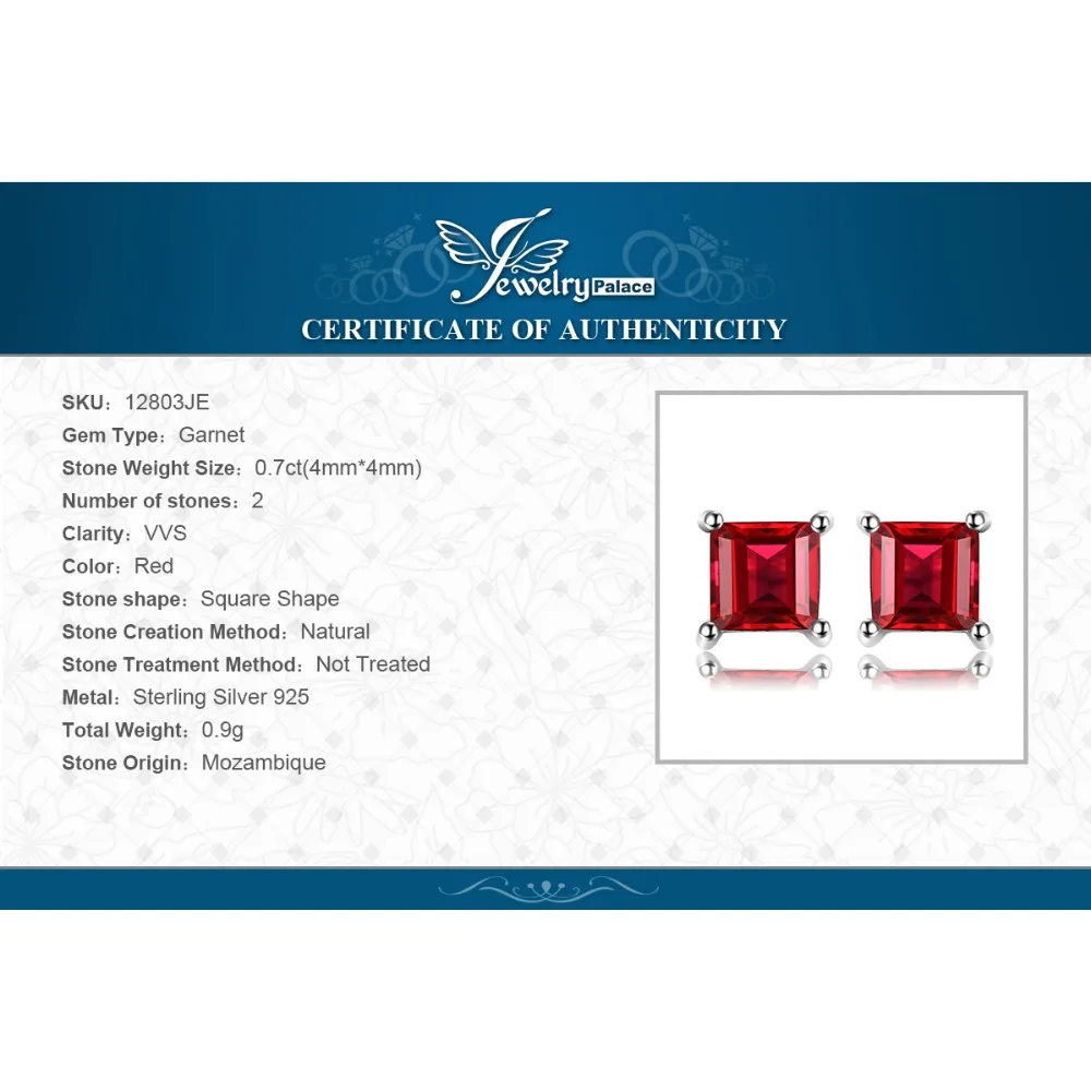 JewelryPalace Aikštėje Originali Raudona Granato Stud Auskarai 925 Sterlingas Sidabro Auskarai Moterims Korėjos Earings Bižuterijos 2021