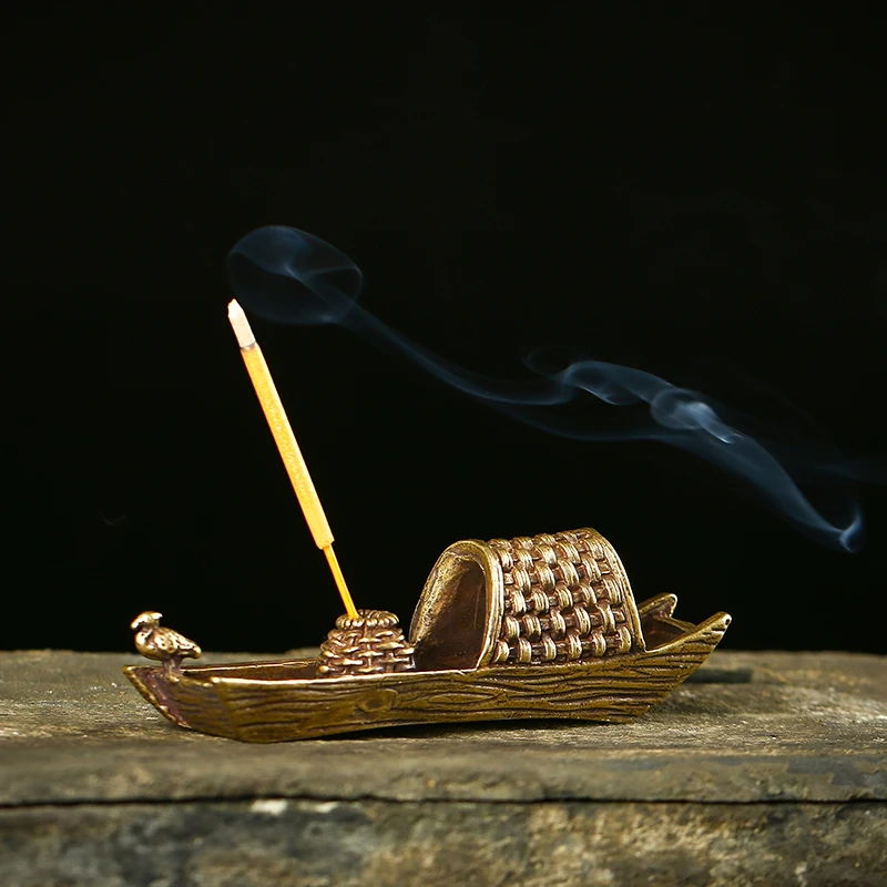 Antikvariniai Bronzos Žvejybos Valtis Zen Papuošalai Smilkalų Laikiklis Arbatos Ceremonija, Papuošalų, Aksesuarų Kinijos Vario Amatų Stalo Dekoro