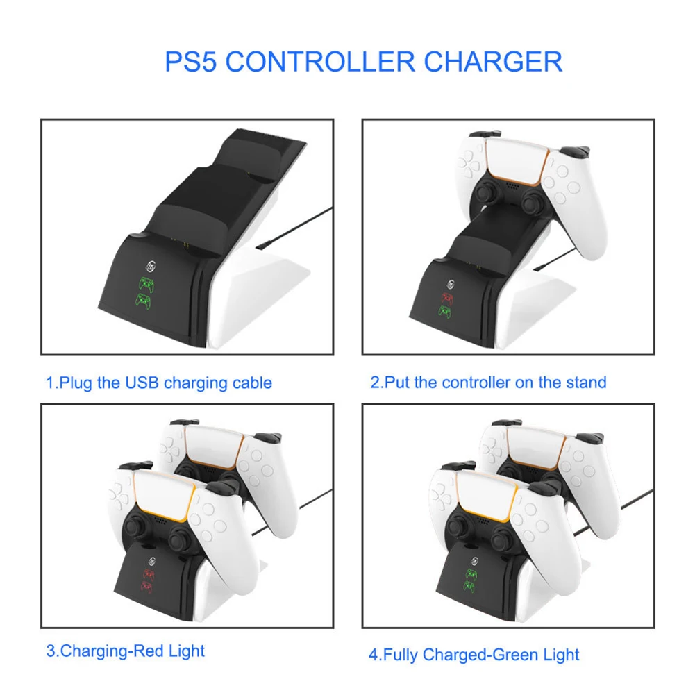 Dual Įkroviklio PS5 DualSense Valdytojas Įkrovimo Dokas su JAV Kištuko Adapterį Elektroninių Mašinų Priedai