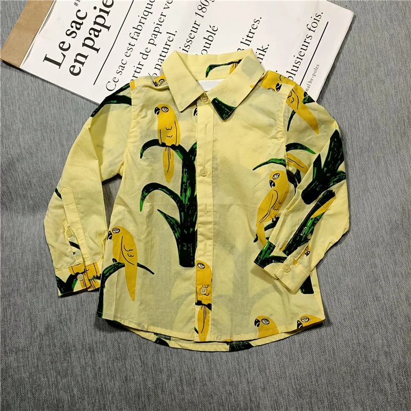 Vasaros 2020 nauja vaikų berniukų ir mergaičių geltonas paukštis print print print marškinėliai suknelė pusė ilgio medvilnės atsitiktinis stilius