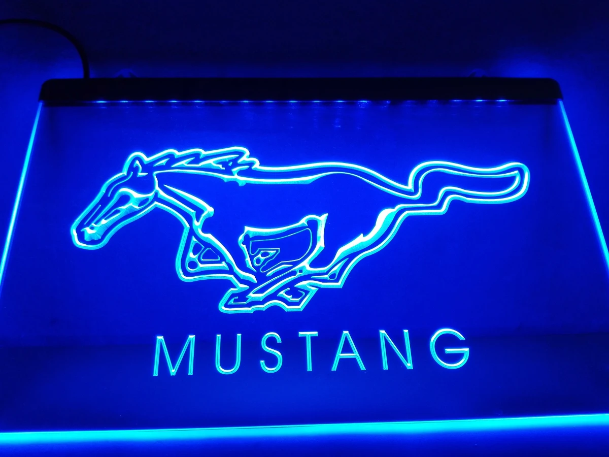 LG054 - Ford Mustang LED Neon Light Ženklas kabo ženklas, namų dekoro amatai