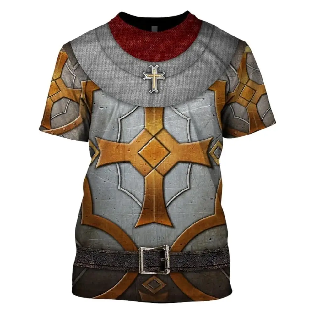 Vasaros Vyrų Mados Cosplay T-shirt tamplieriai / Samurajų šarvus 3D Atspausdintas T marškinėliai, Unisex Harajuku Atsitiktinis marškinėliai tee viršūnės