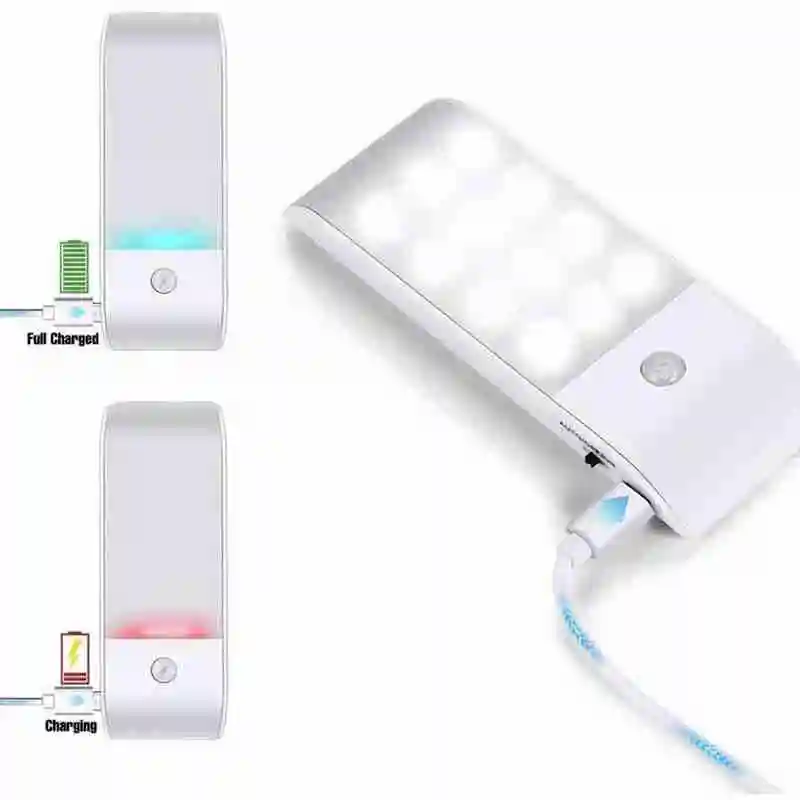 12 LED Įkrovimo Judesio Jutiklis Kabineto Žibintai Su USB Įkrovimo Kabelis Naktį Šviesos Lempos Kabinetas
