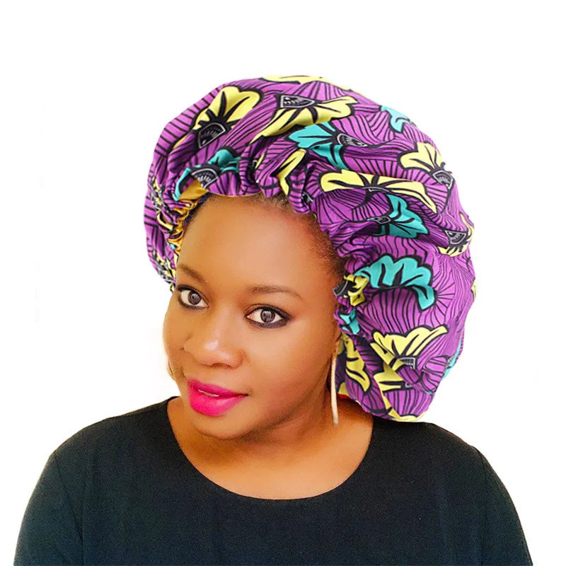 Didelis Dydis Mados Spausdinti Turbaną Kepurės Afrikos Satino Hijab variklio Dangčio Musulmonų Ankara Dashiki Nakties Miego Bžūp Moterų Apvyniokite galvą skara