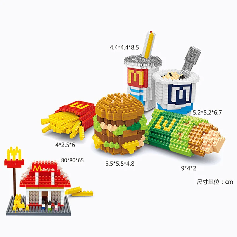 2341 Mirco Blokai Maisto Suši Blokai Žaislas Mielas Modelis Hamburger Sundae Švietimo Maguro Zushi Mini Plytų Žaislai Vaikams