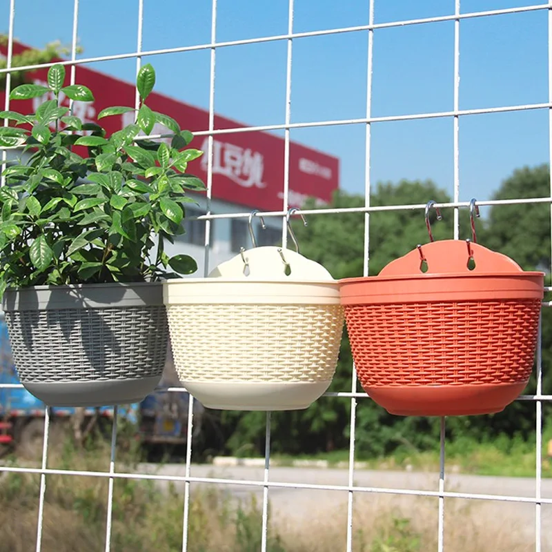 Dirbtinė Rotango Audimo Puslankio Formos Gėlės Sodinamoji Sodo Puodą Kūrybos Sienos Kabo Augalų Auga Baseino Namų Puošybai Kieme
