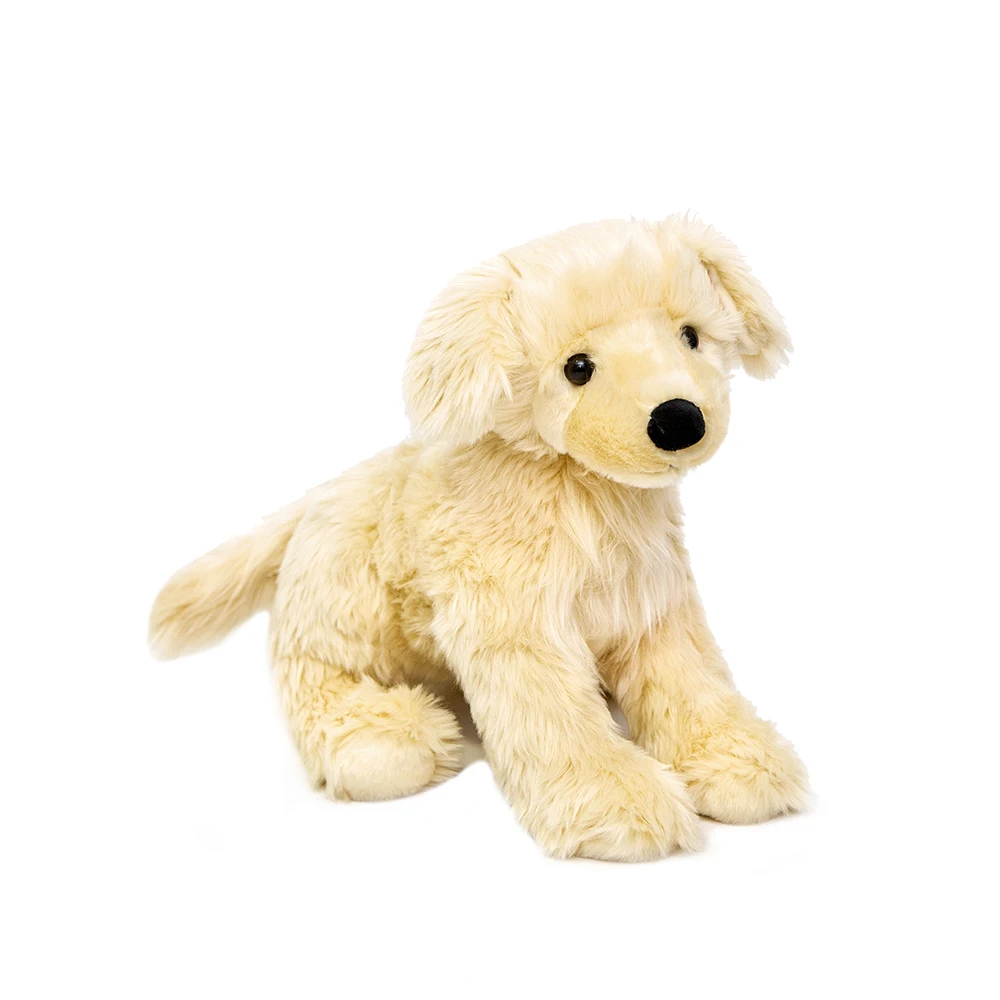 Animacinių filmų mielas imitavimo žaislai jaunas auksaspalvis retriveris šuo ilgaplaukis šuo peluche žaislas įdaryti gyvūnų, namų puošybai gimtadienio gif