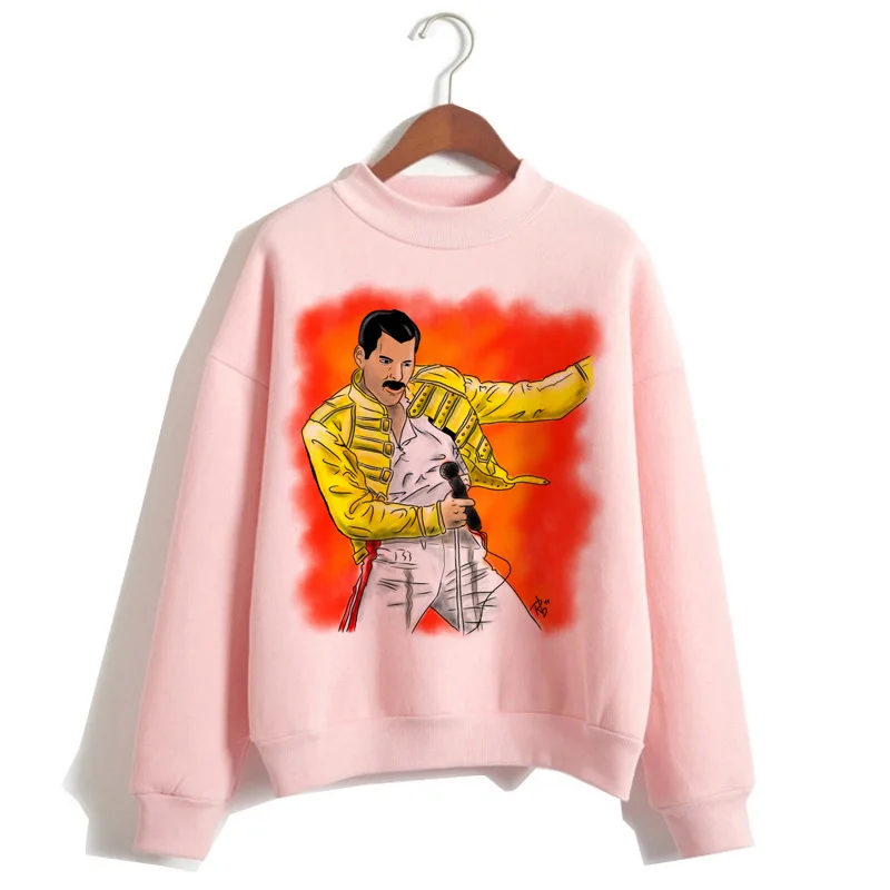 Freddie mercury hoodie Prarasti 90s Palaidinukė 2019 harajuku Moterų Megztinis hip-hop Viršūnes gobtuvu streetwear rožinės spalvos drabužiai