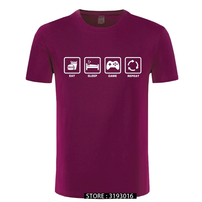Prekės ženklo Drabužių Valgyti, Miegoti Žaidimas Pakartoti Žaidėjus Geek Kompiuterį, Juokingi Marškinėliai Marškinėlius Vyrų Medvilnės trumpomis Rankovėmis T-shirt Viršuje Camiseta