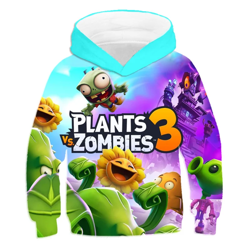 Hoodie Naujas 4-14y Berniukas-mergaitė plant vs Zombie Atsitiktinis 3D spausdinami palaidinukė mados megztinis ilgomis rankovėmis berniukas-mergaitė hoodie