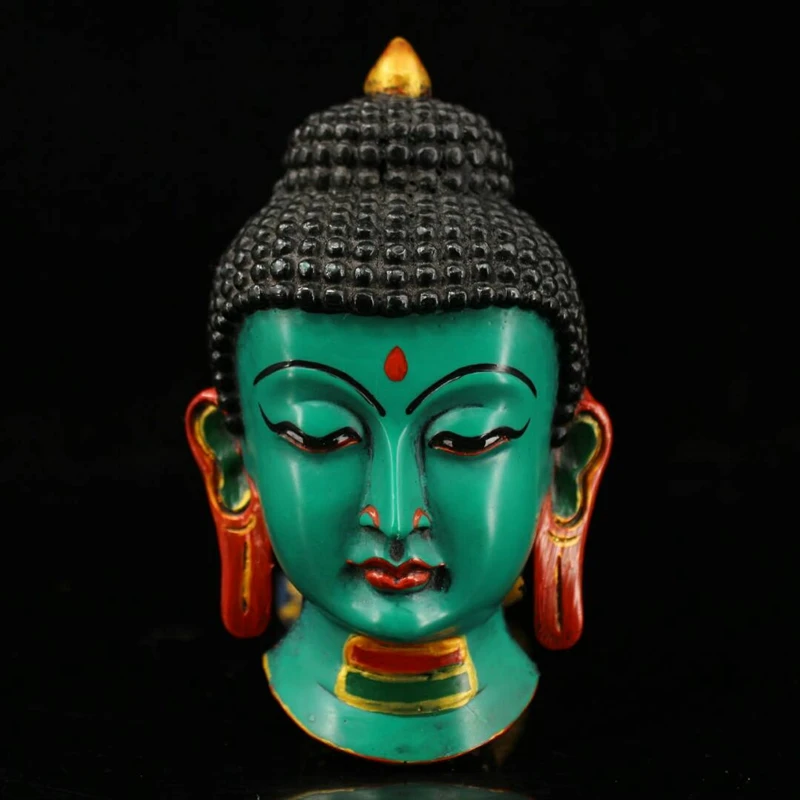 Budistų Sakyamuni Tibeto Amatų Kolekcija, Senovinių Nepalo Pusės Nudažyti Aukso Spalvos Laku Sakyamuni Kaukė Avataras Pakabukas