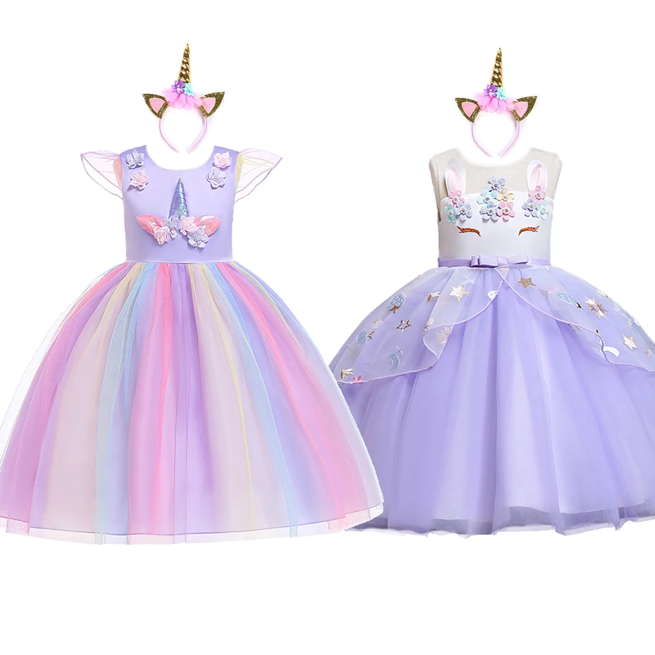 VOGUEON Vienaragis Tutu Suknelė Mažai Mergaitei Vasaros Rankovių Elegantiškas Šalis Suknelė Vaikų Vienaragis Fancy Dress Up Gimtadienis Kostiumas