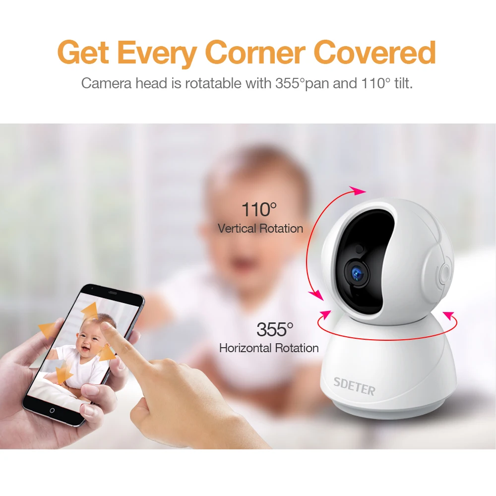 1080P Kūdikio Monitorius Su Wifi Bevielio Kameros Naktinio Matymo Priežiūros Saugumo CCTV-IP Video Kamera Vaikams, Auklės Ir Pet Cam