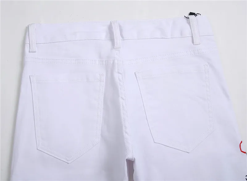 Plaukų stilistas džinsai pavasarį, rudenį vyriški slim fit spausdinimo Elastingumą balti džinsai mados laišką liesas kelnės nelaimę džinsai 38