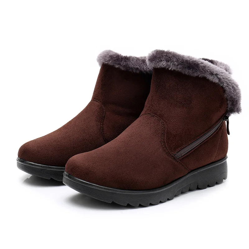 SNURULAN invierno de piel de felpa corta caliente botas de nieve plataforma de talla grande botas de tobillo de Mujer de Zapatos