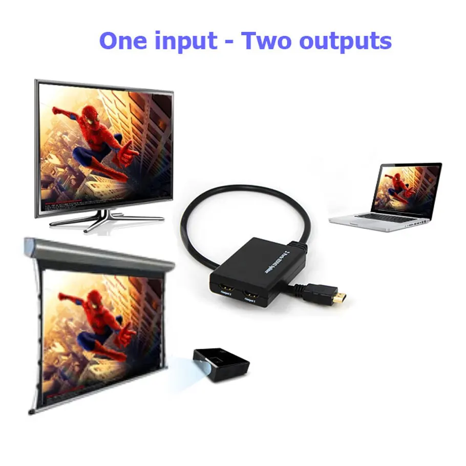 Full 1080P HDMI Splitter 1X2 Uostų 50CM HDCP HDMI 1.4 3D Vaizdo Su DC5V/1A USB Maitinimo Adapteris HDMI Stiprintuvo Splitter Cable
