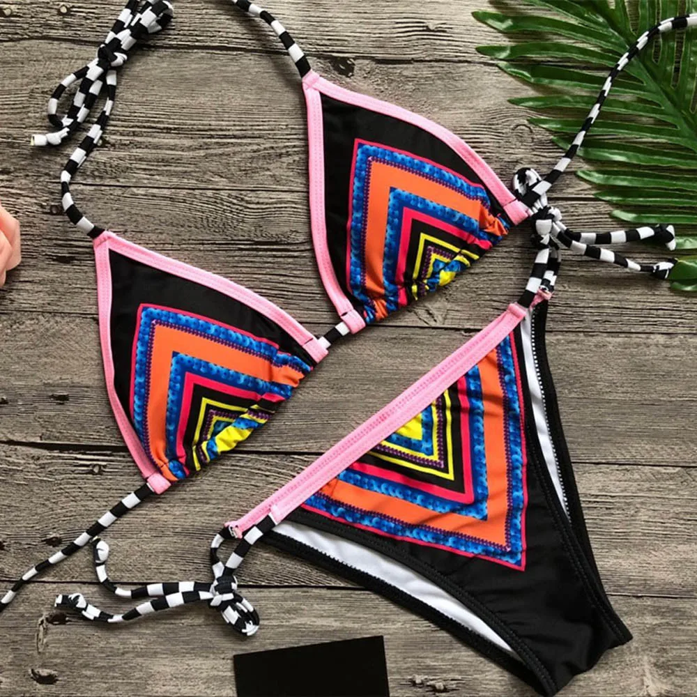 2019 Vasaros Beach Party Karšto Aštrus Bikini Moterims Maudymosi Kostiumėliai Moterims Spausdinti Trumpas Plaukti Šortai Bikini Mazgas Spausdinti Push Up Sexy Bikini