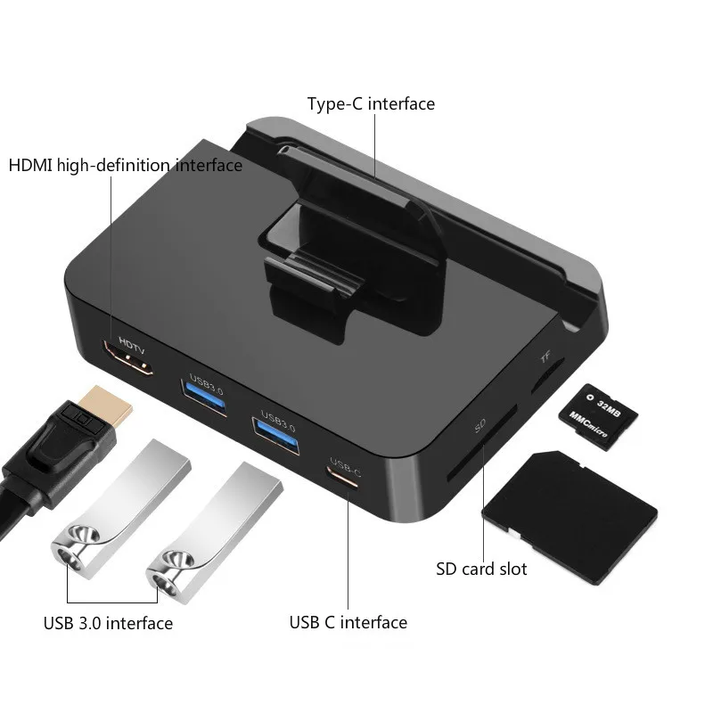 C tipo Telefono Docking Station Turėtojas USB-C, HDMI, SD, USB Doko, Maitinimo Adapteris, Skirtas 