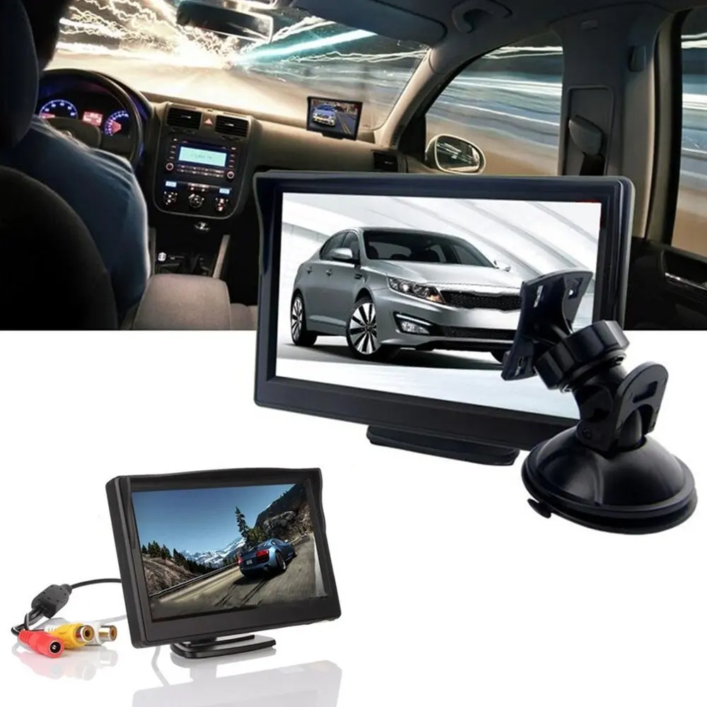 Naujasis 5 Colių Automobilinis Atbulinės eigos Kamera Rinkinys Atgal Iki Automobilio Monitorius LCD Ekranas HD Automobilio Galinio vaizdo Kamera Parkavimo Sistema belaidžio ryšio siųstuvas
