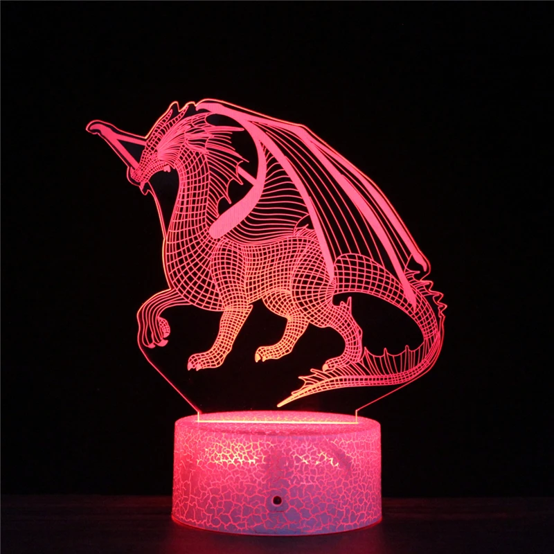 LED 3D Lempos Rytų Drakonas Rytų Charizard naktinė lempa Akrilo Naktį Šviesos Šviesulys Touch Tolimosios Žibintų Šviesos Vaikai Apdaila