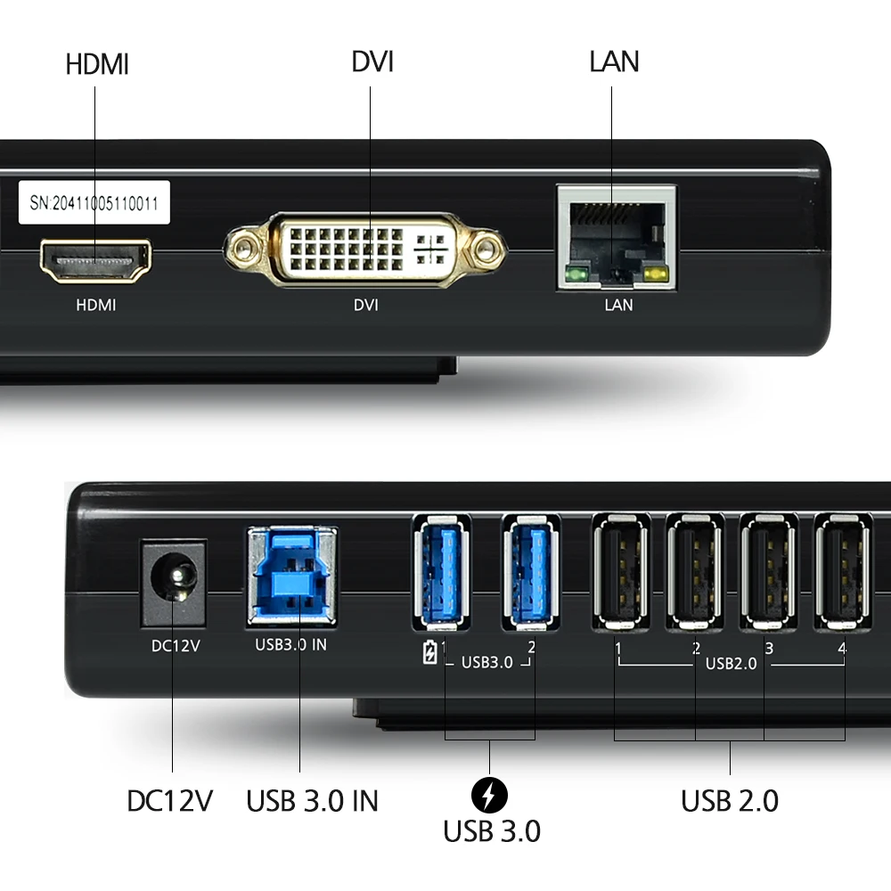 USB 3.0 Universalus Docking Station Dviguba Vaizdo Monitorius, Dsiplay HDMI & DVI/VGA Gigabit Ethernet Garso 6 USB jungtys Laptop Tablet