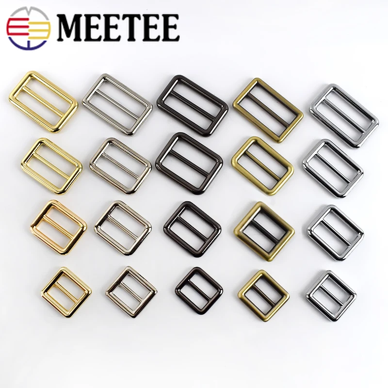 Meetee 10/30pcs 16-50mm Tri-Tūptinės Sagtys Slankiklį Reguliuoti Metalo Sagtis Žiedas Kuprinė Interneto Dirželis 