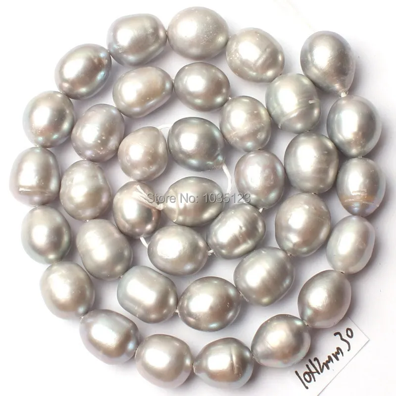 Aukštos Kokybės 10x11mm Pilkos spalvos Ovalo Formos Natūralių Gėlavandenių Perlų Perlas Laisvas Karoliukų Gija 15