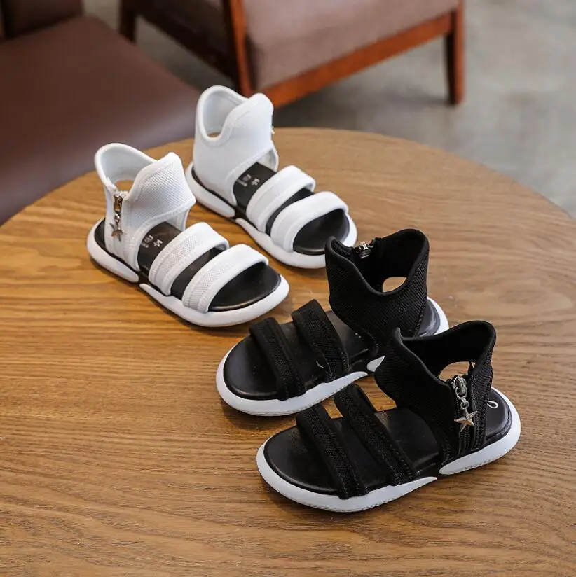 Vaikų mada sporto sandalai Kūdikių patogūs sandalai vasarą naujų berniukų, mergaičių paplūdimio bateliai vaikams laisvalaikio juoda balta sandalai
