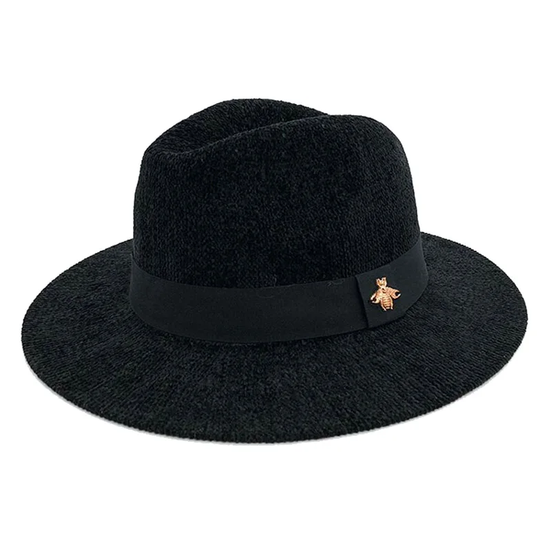 MAERSHEI Ponios Juodos vilnos feodra skrybėlę žiemos moterų vilnos Džiazo fedoras skrybėlę moterims megztiniai didelis kraštų kaubojus panama fedoras