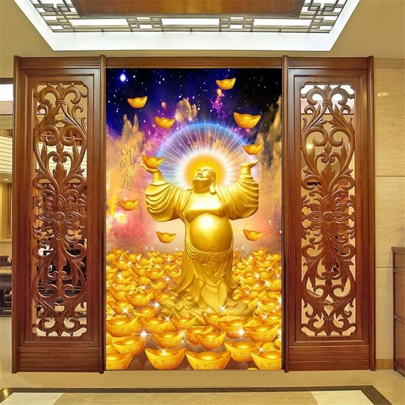 Beibehang Užsakymą tapetai, 3D foto freskomis Likimo Maitrėjos Budos Kinijos įstiklintas Kinijos įėjimo tapetai, 3d papel de parede