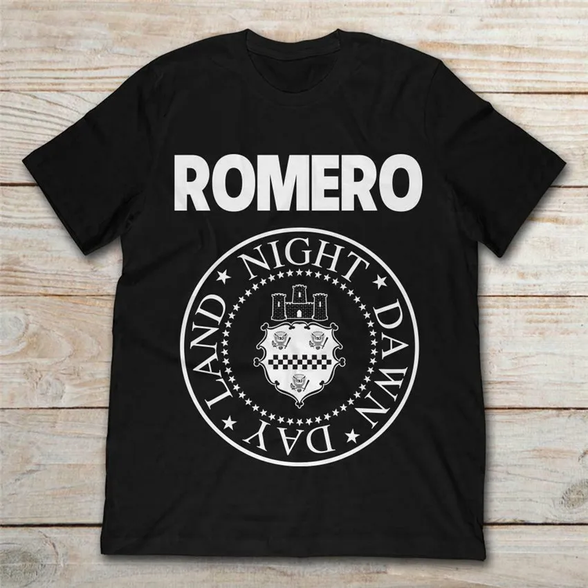 Romero Žemės Vakarą Aušros Dieną Mirusiųjų Pilis Zombie Siaubo Black T-Shirt S-3Xl Stiliaus Turas Tee Marškinėliai