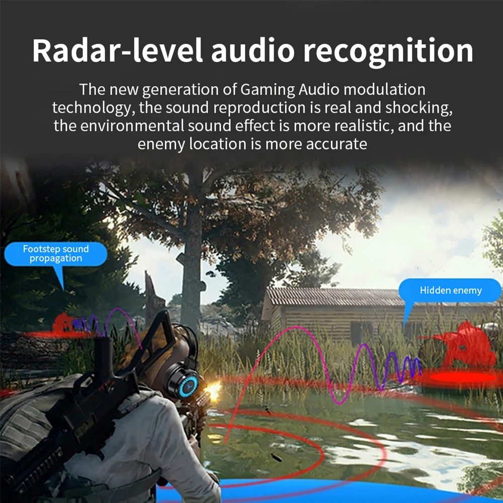 Žaidimų Ausinės Laidinio Žaidimas Ausines Over-ear Ausinės Su Mikrofonu RGB Surround Stereo Ausines, PC Kompiuteris Žaidimo MIC