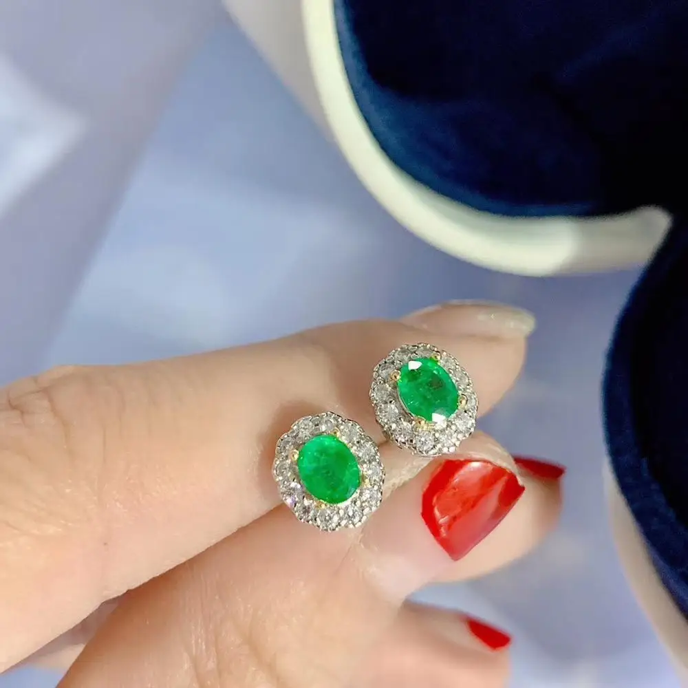 KJJEAXCMY fine jewelry gamtos Smaragdas 925 sterlingas sidabro moterų auskarai naujų Ausų Smeigės paramos bandymo classic