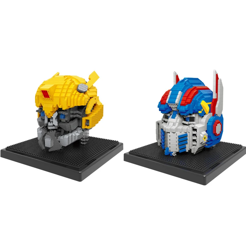 Super Transformacijos robotas karo galvos image modelis nanobrick kamanėmis micro diamond blokuoti žaislas šviesos surinkimo statybinės plytos
