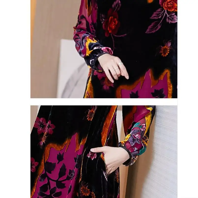 2021 m. Pavasario Europos Stiliaus Elegantiškas Retro Burbulas Rankovės Moterų Ilgos Suknelės Temperamentas Išlyginti Derliaus Prarasti Spausdinti Suknelė 3xl