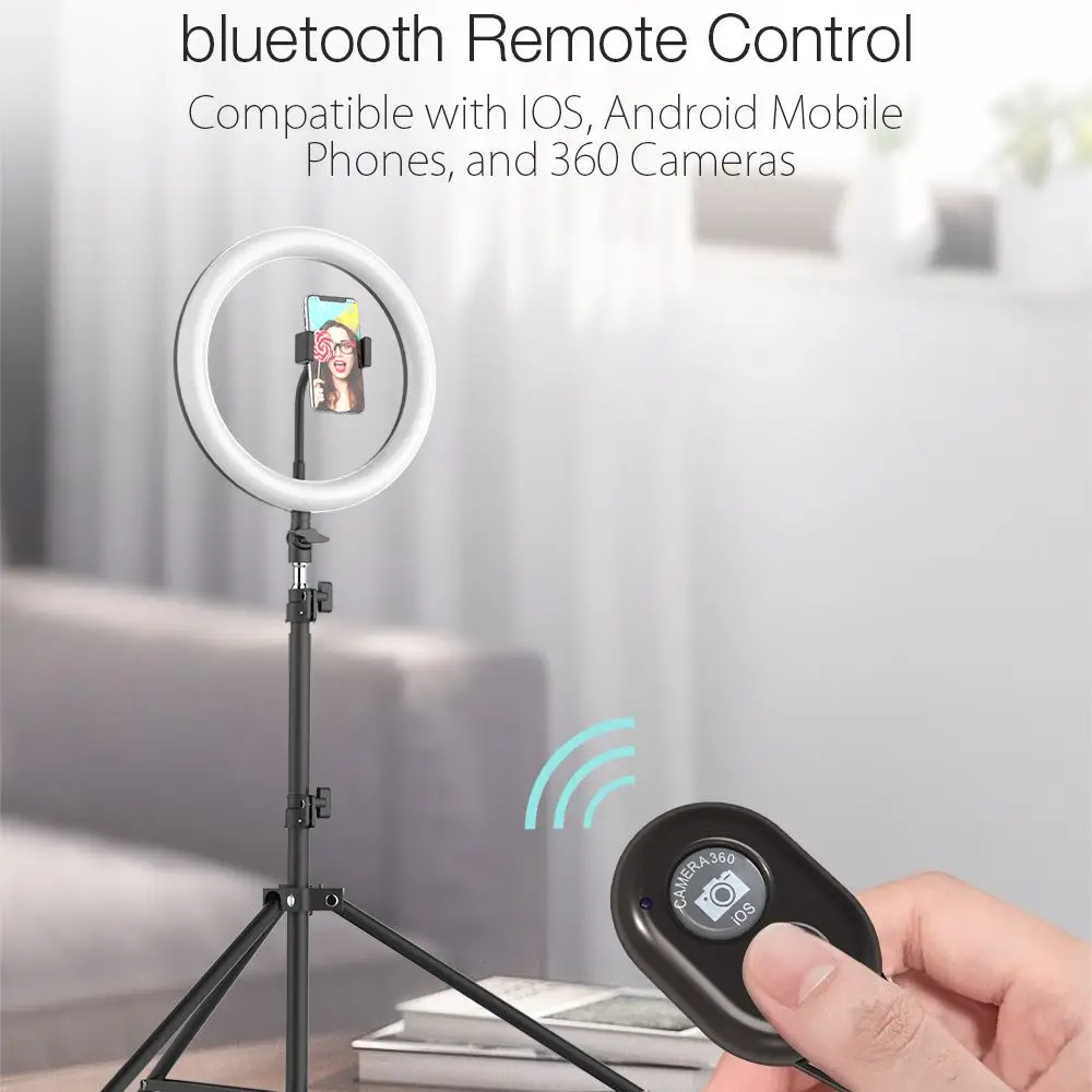 BlitzWolf 10inch Pritemdomi LED Žiedo Lempos Selfie Šviesos Žiedas su Trikoju USB Selfie Žibintai Fotografija apšvietimo Makiažo 