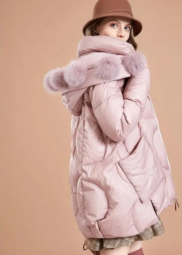 Žiemos gobtuvu negabaritinių Šiltas Ančių pūkų paltai moterų nekilnojamojo kailių apykaklės Žemyn Šilta Striukė su Gobtuvu Kokono stiliaus storesnis, šiltas Parkas F790