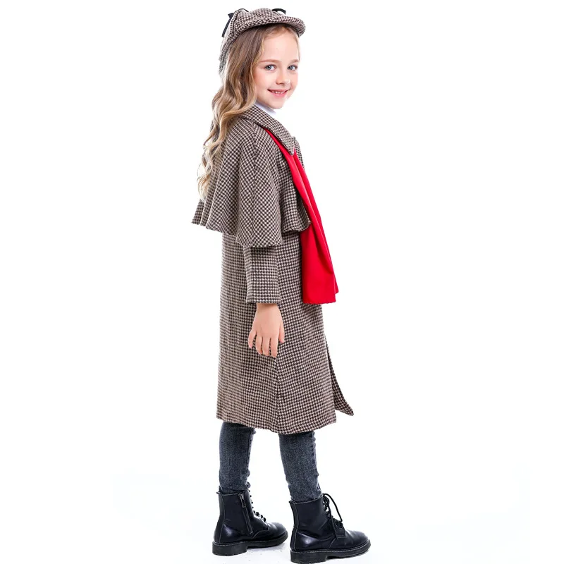Naujas Puikus Detektyvas Šerlokas Holmsas Kostiumas Cosplay Mergaičių Halloween Kostiumai Vaikams, Karnavaliniai Fancy Dress Up Kostiumas