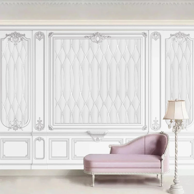 Custom Sienų Tapetai Europos Stiliaus 3D Raižyti Baltas Tinkas Linija Freska Kambarį, TV, Sofa, Miegamojo Namų Dekoro, Sienų Tapyba