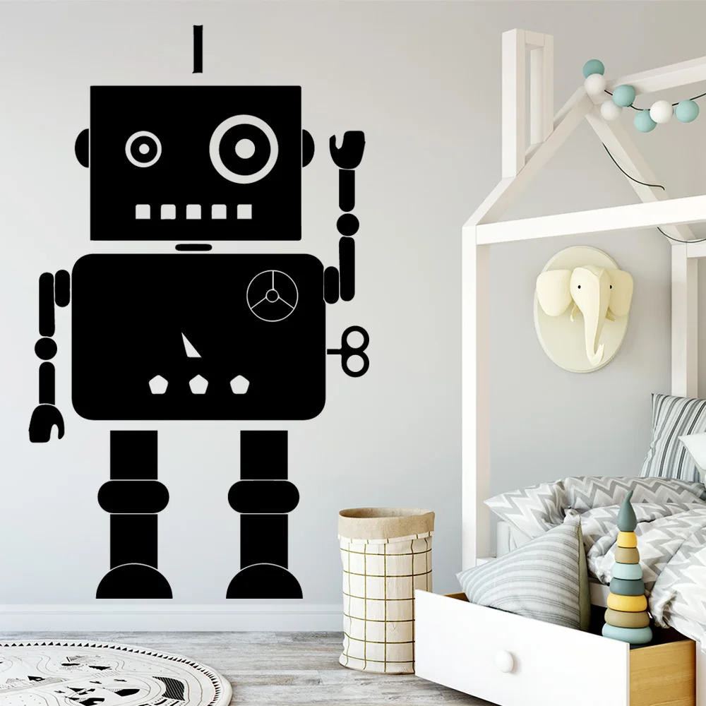 Mielas Robotas Sienos Lipdukas, Namų Dekoravimo Reikmenys, Kūdikių, Vaikų Kambariai ir Dekoro, Sienų Lipdukai Berniukų Dovana LW83-1