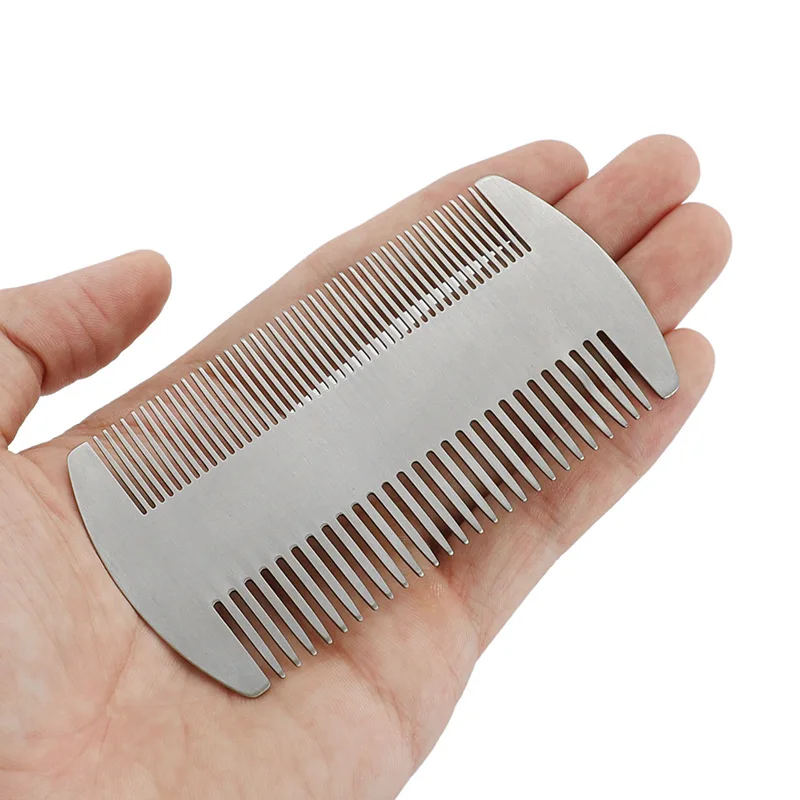 Metalo Plaukų, Barzdos Šukas EDC Kreditinės Kortelės Dydžio Šukos Kišenėje Anti-Static Dual Šukos
