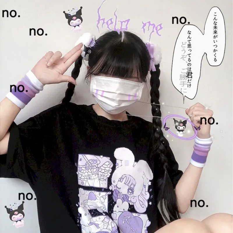 2021 Naujas Vasaros trumpomis Rankovėmis Juoda T-shirt Moterims, Laisvi Japonijos Mielas Studentų Drabužiai Moterims Goth Drabužių, Negabaritinių Grafinis Tee