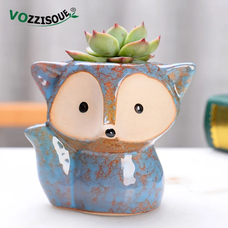 Mielas Fox Mažų Augalų Puodą Sultingas Gėlių Vazonas Mini Maceta Namo Sodas Sodinamosios Puodai Kaktusas Keramikos Bonsai Prekių Maceteros