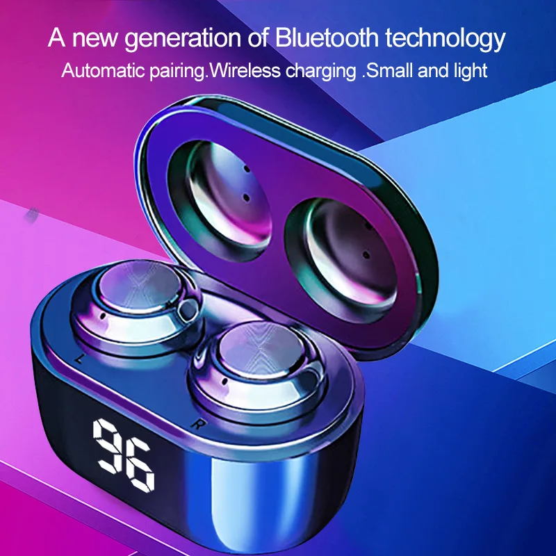 Naujas TWS Juoda Bluetooth 5 Ausinės Belaidės laisvų rankų įrangos Ausinių HiFi Vandeniui Sporto Žaidimas Su LED Ekranas, Mikrofonas, Mic