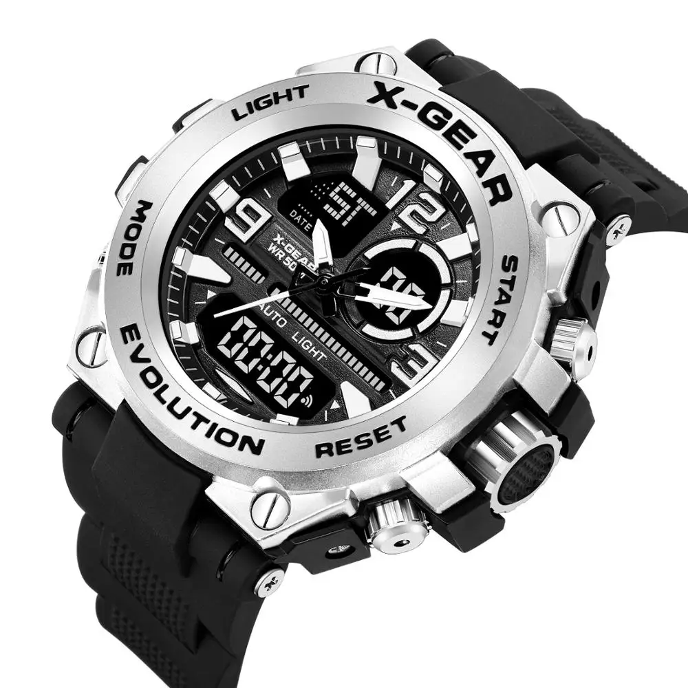 X-PAVARŲ Mados Kūrybinės Sporto Žiūrėti Vyrų Nerūdijančio Plieno Dirželis LED Ekranas, Laikrodžiai, atsparus Vandeniui 5Bar Skaitmeninis Žiūrėti reloj hombre 985
