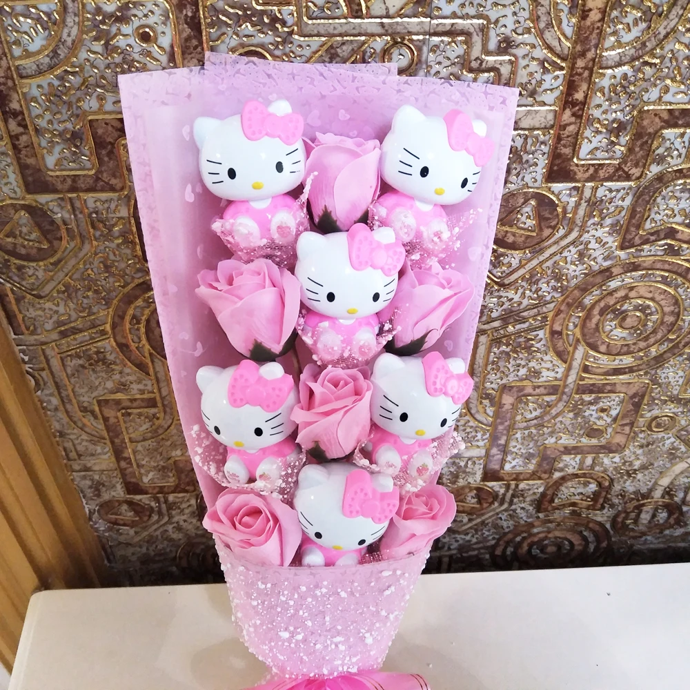Dėžutė dovana Muilo gėlių animaciją kačių žaislas plastiko pliušinis puokštė žaislas, skirtas Valentino Diena, Kalėdos, Dovanos